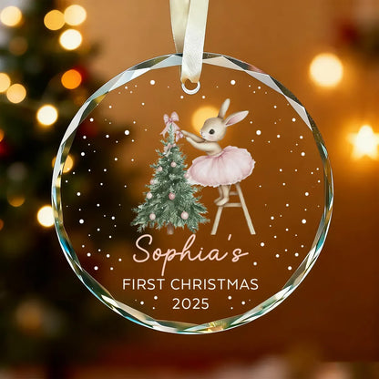 Personalized Pink Bunny Christmas Ornament | Baby Girl Keepsake