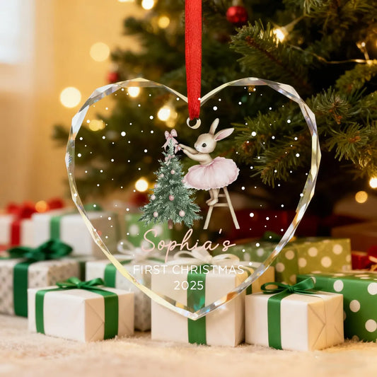 Personalized Pink Bunny Christmas Ornament | Baby Girl Keepsake