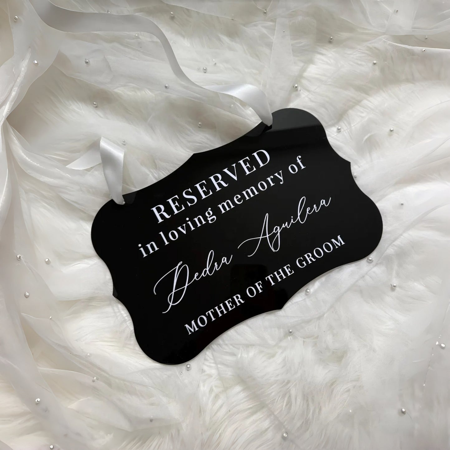 Reserved In Loving Memory Wedding Chair Sign | Personalized Memorial Acrylic Seat Sign