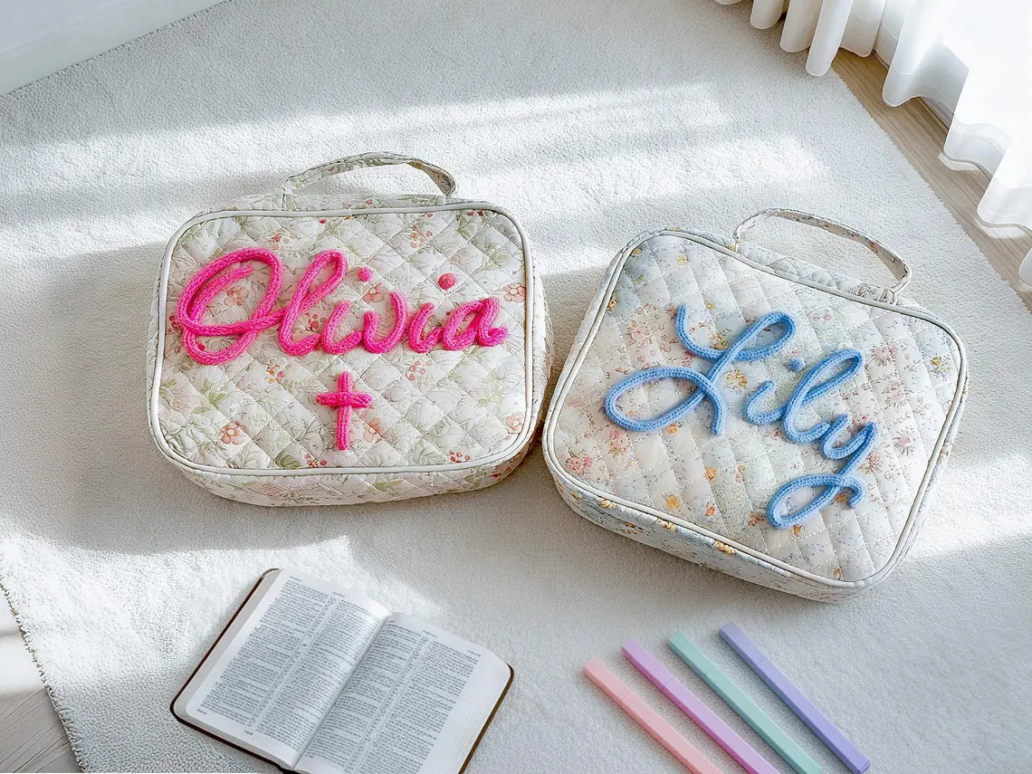 Personalized Quilted Bible Case – Large Size, Custom Embroidery Gift