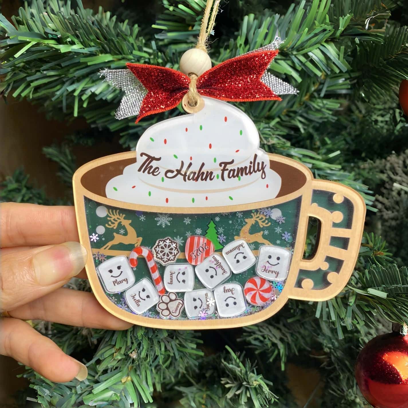 Personalized Marshmallow Family Ornament 2025 | Custom Shake Cup Christmas