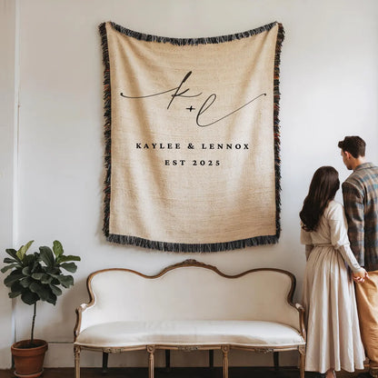 Personalized Wedding Blanket | Custom Couple Woven Throw Blanket Gift