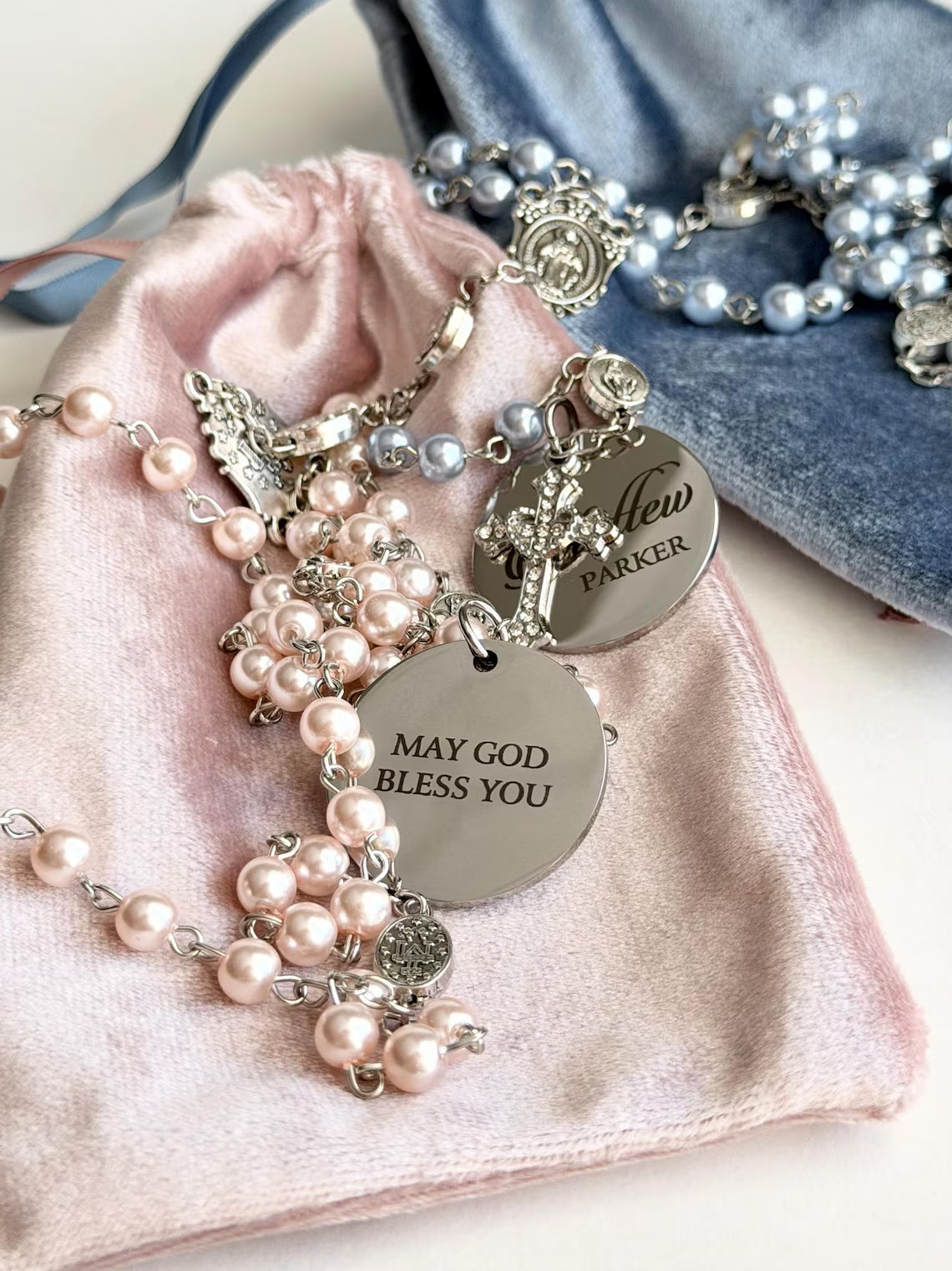 Personalized Engraved Catholic Rosary for Baptism | First Communion Gift