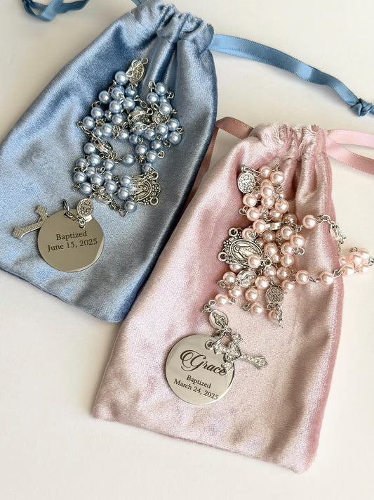 Personalized Engraved Catholic Rosary for Baptism | First Communion Gift