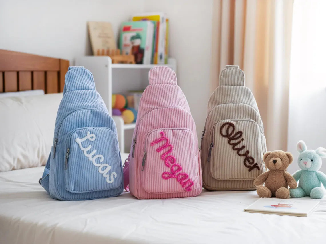 Personalized Toddler Corduroy Mini Sling Bag | Custom Kids Purse