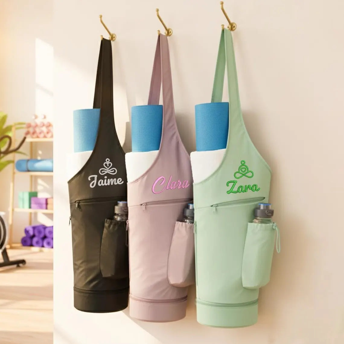 Custom Embroidered Yoga Mat Backpack – Waterproof Nylon Gym Bag