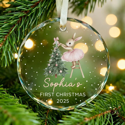 Personalized Pink Bunny Christmas Ornament | Baby Girl Keepsake