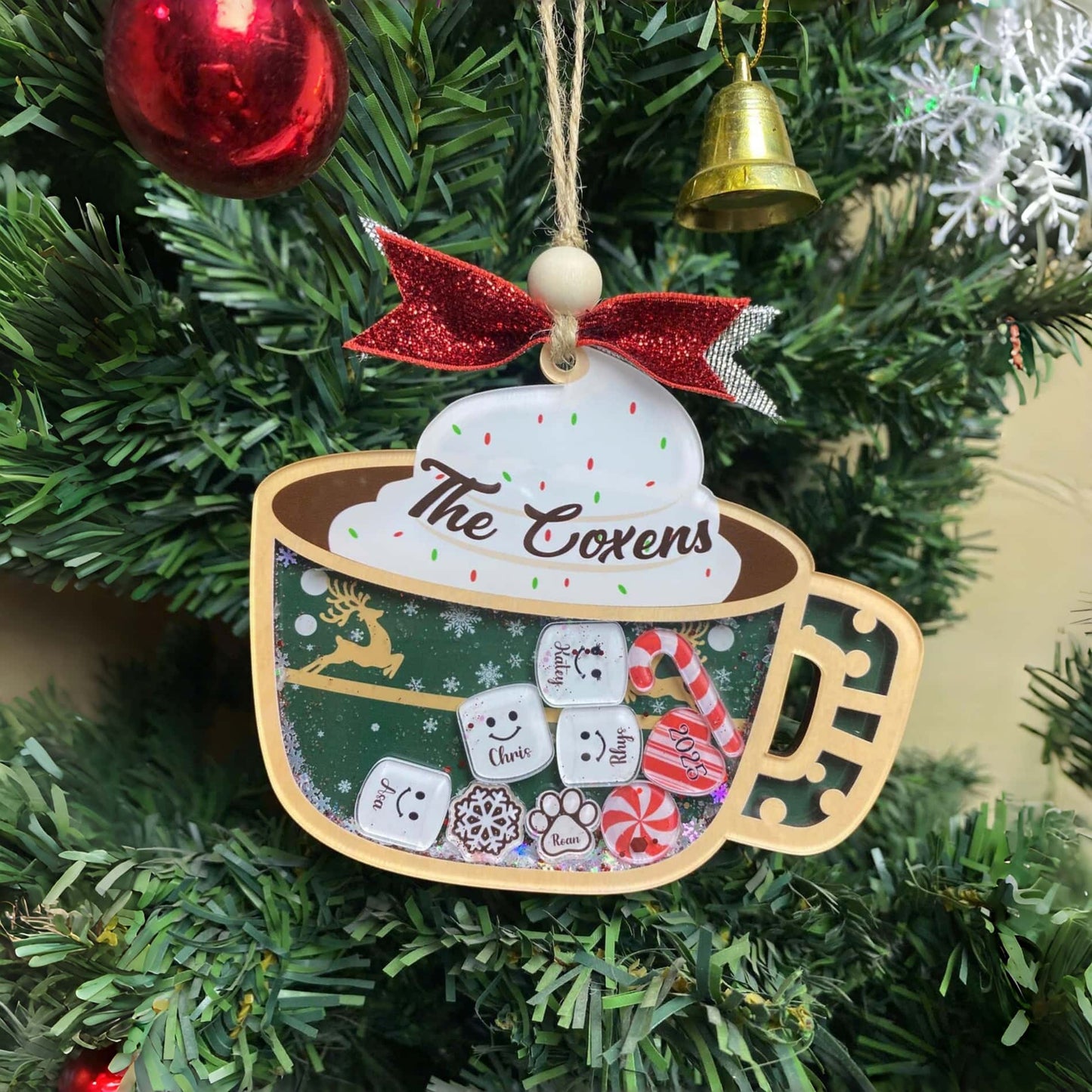 Personalized Marshmallow Family Ornament 2025 | Custom Shake Cup Christmas