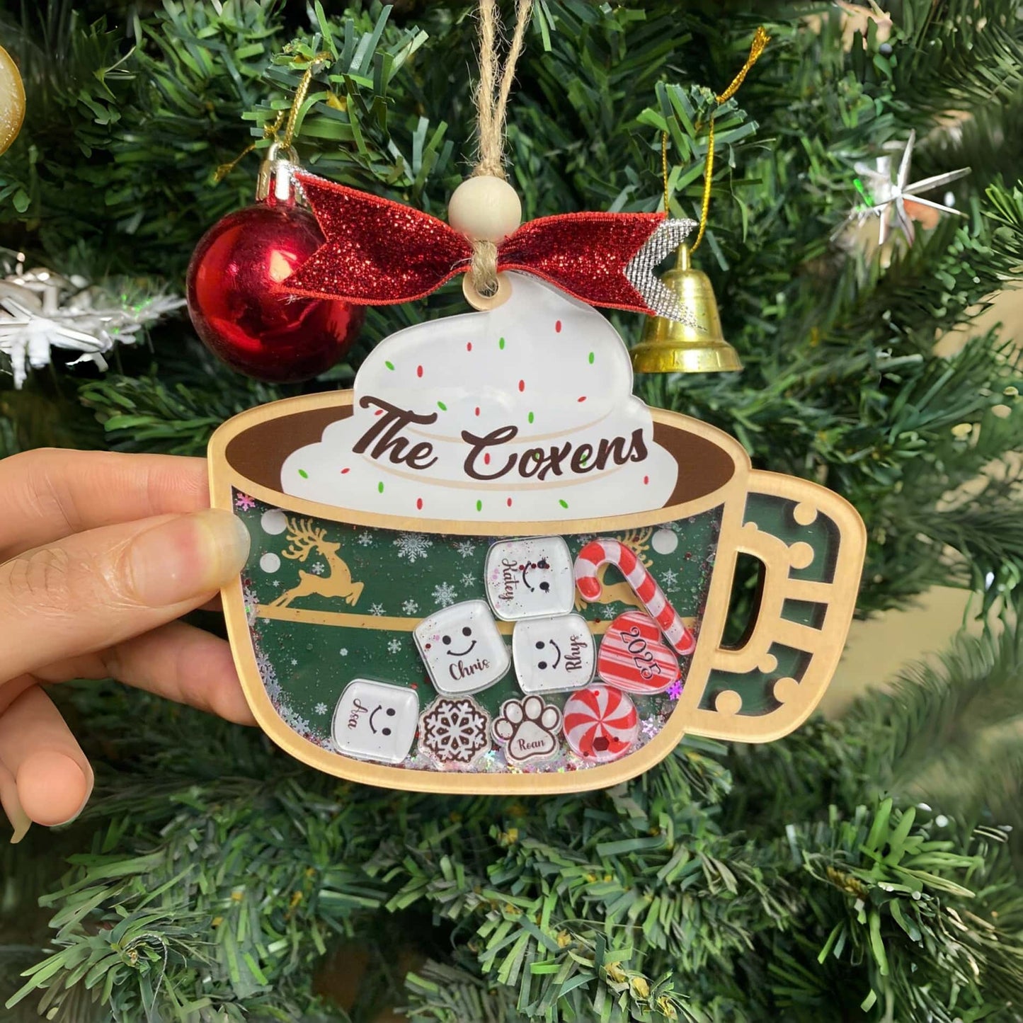 Personalized Marshmallow Family Ornament 2025 | Custom Shake Cup Christmas