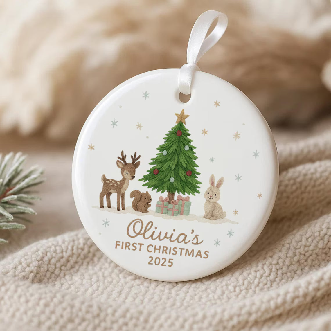 Personalized Baby's First Christmas Ornament | Ceramic Keepsake