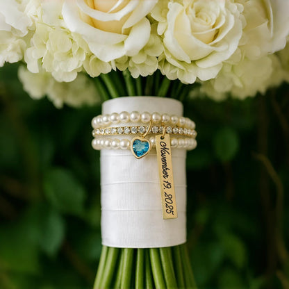 Personalized Bridal Bouquet Wrap Something Blue Charm Gift