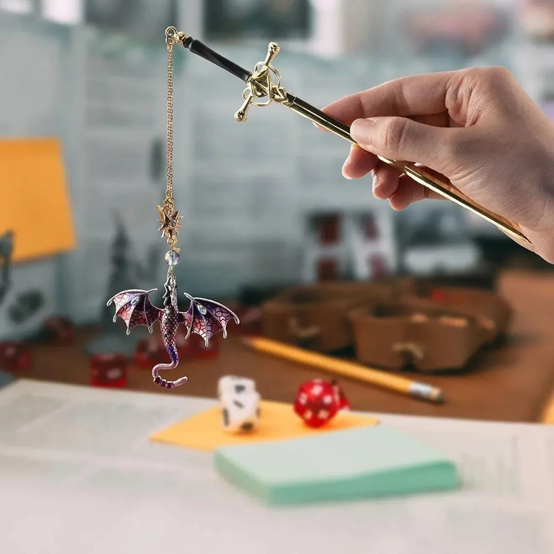 Custom Name Fantasy Dragon Bookmark | Metal Sword Design