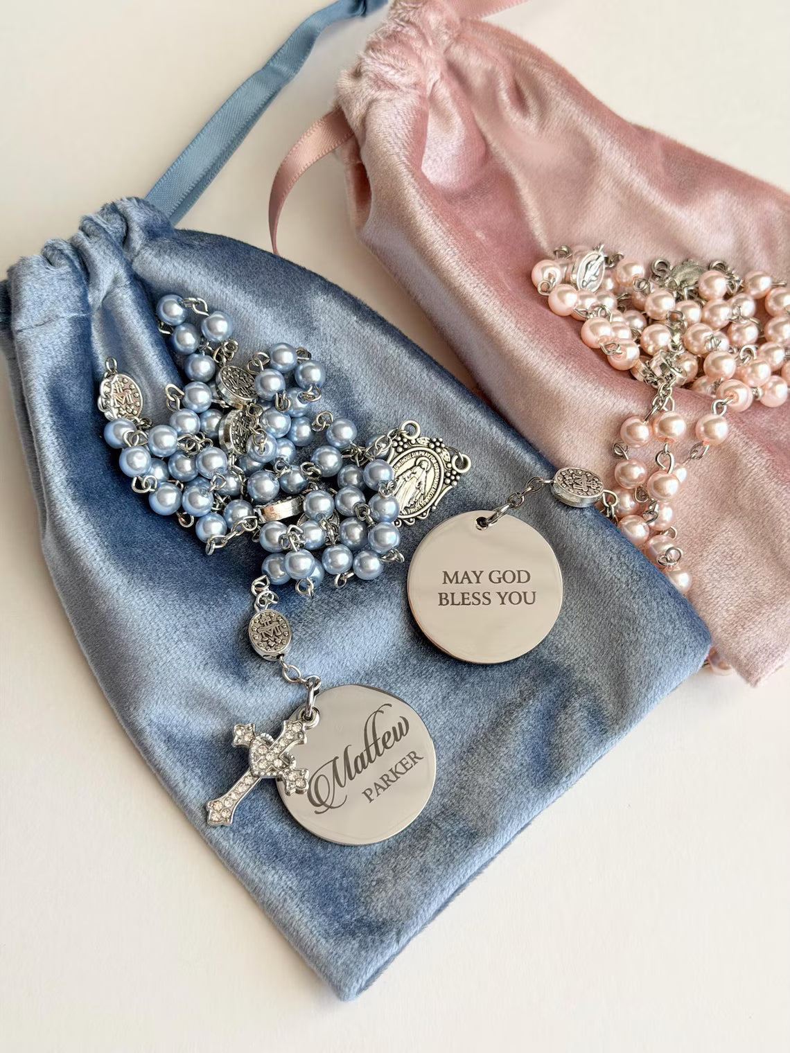 Personalized Engraved Catholic Rosary for Baptism | First Communion Gift