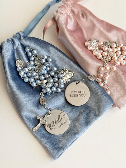 Personalized Engraved Catholic Rosary for Baptism | First Communion Gift