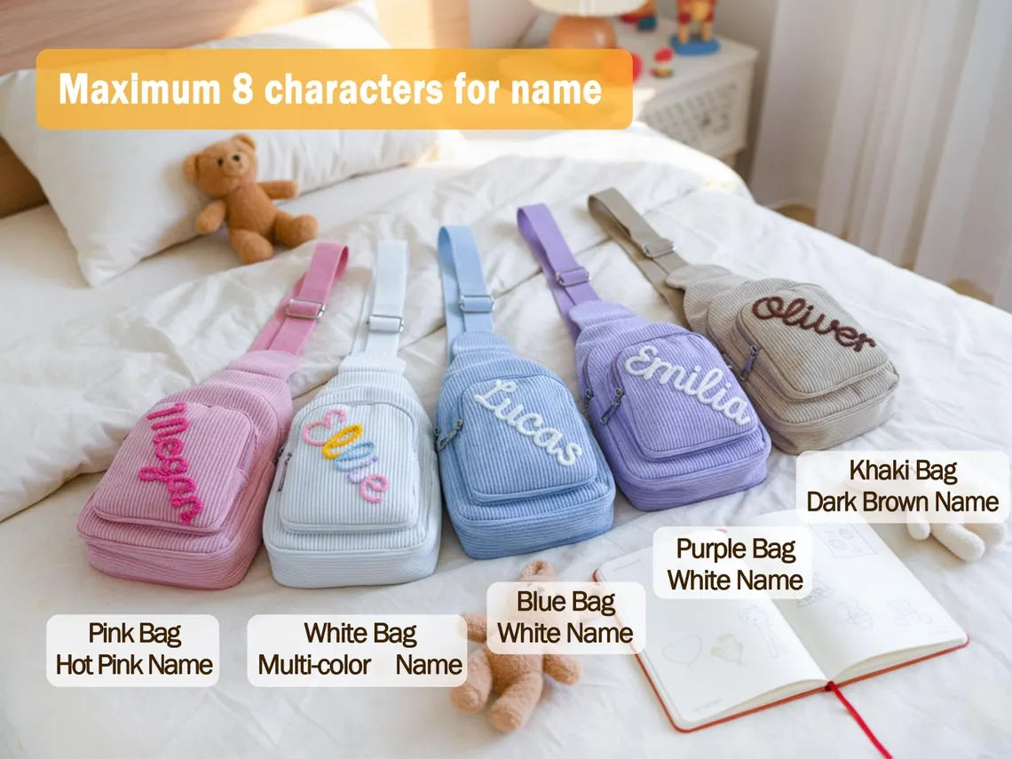 Personalized Toddler Corduroy Mini Sling Bag | Custom Kids Purse