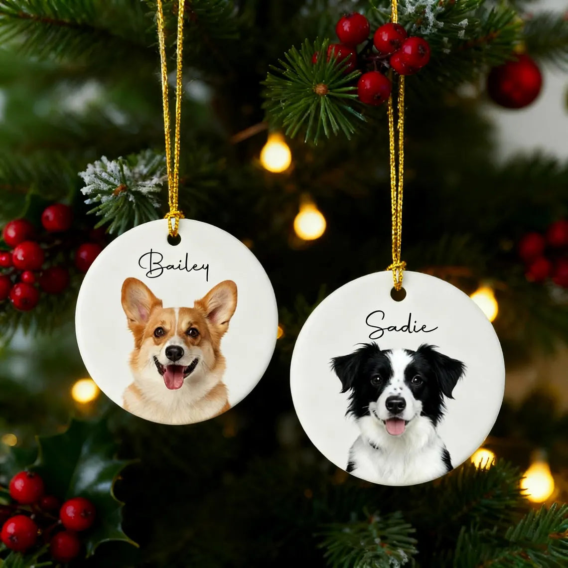 Personalized Pet Photo Ceramic Ornament | Custom Dog & Cat Keepsake