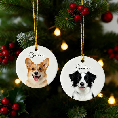 Personalized Pet Photo Ceramic Ornament | Custom Dog & Cat Keepsake