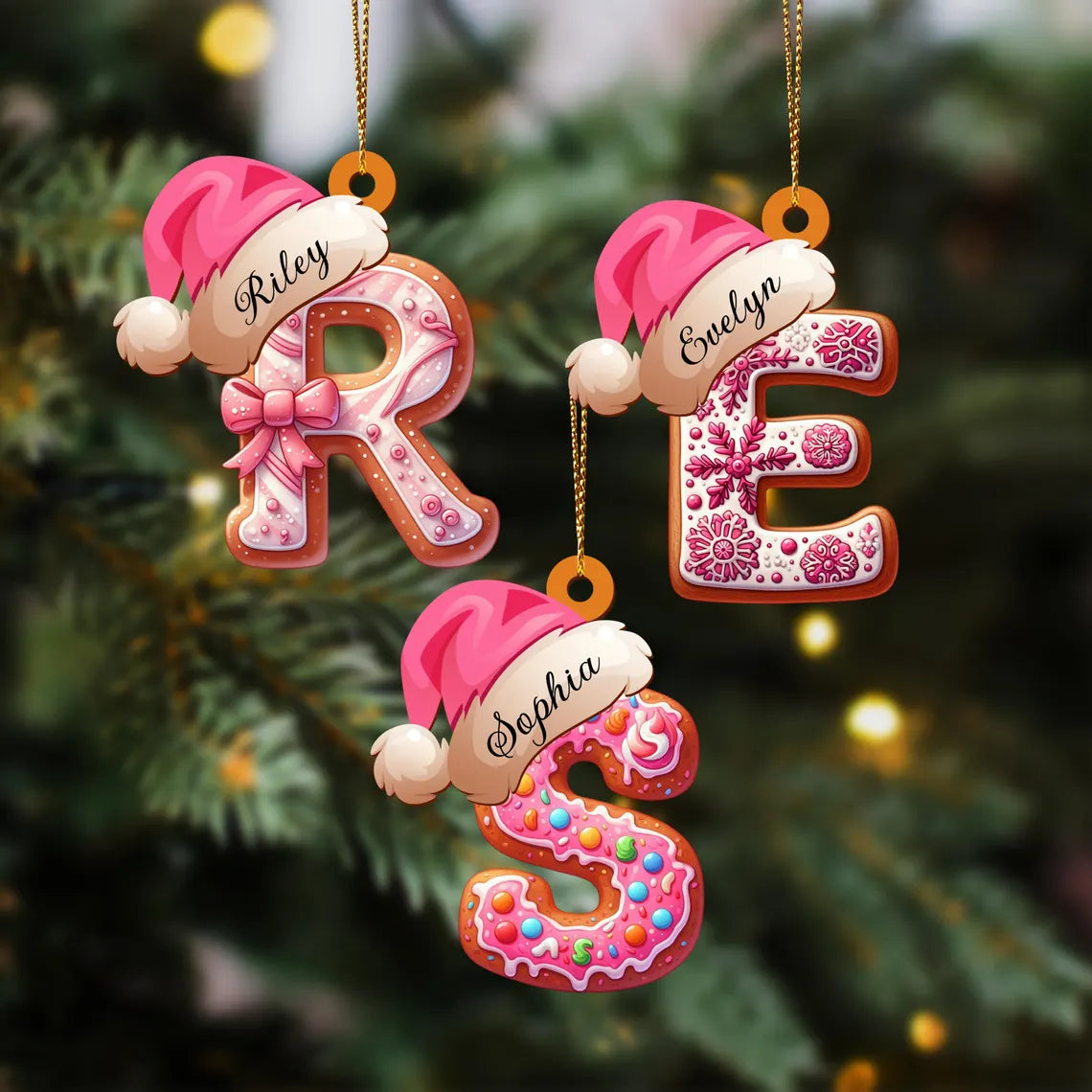 Personalized Gingerbread or Candy Cane Letter Ornament | Custom Initial