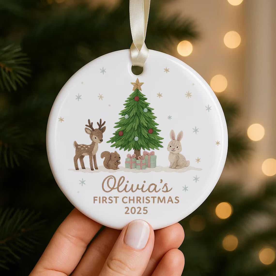 Personalized Baby's First Christmas Ornament | Ceramic Keepsake