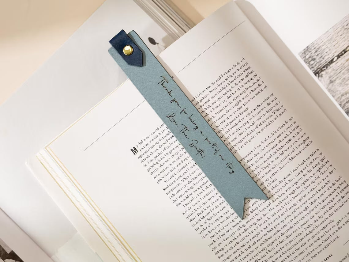 Personalized Engraved Leather Bookmark with Loop – Custom Gift