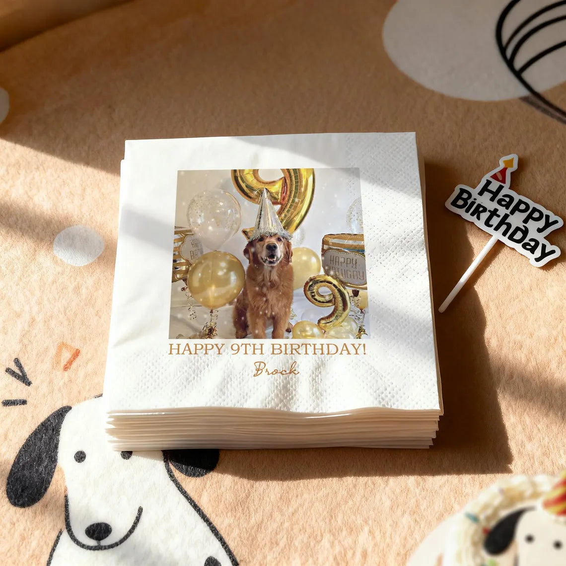 Custom Photo Napkins with Text Personalized Wedding & Birthday Decor