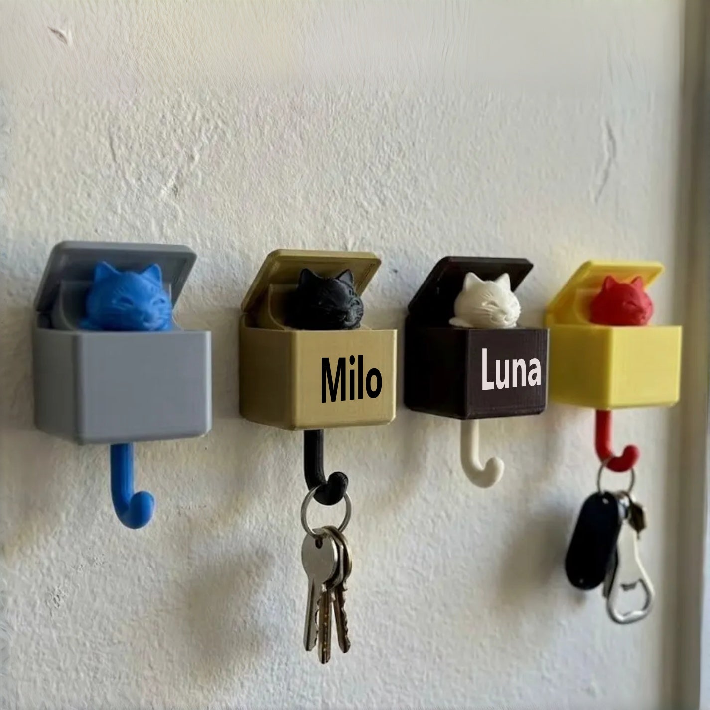 Personalized Pop-Up Cat Key Holder – Custom Name Wall Hook