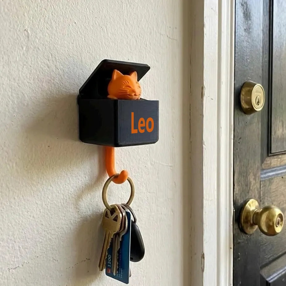 Personalized Pop-Up Cat Key Holder – Custom Name Wall Hook