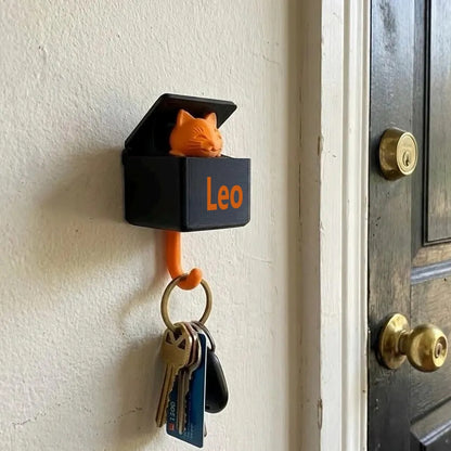 Personalized Pop-Up Cat Key Holder – Custom Name Wall Hook