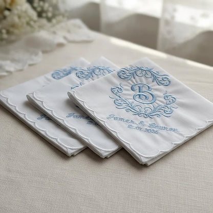 Personalized Wedding Handkerchief Something Blue Bridal Gift