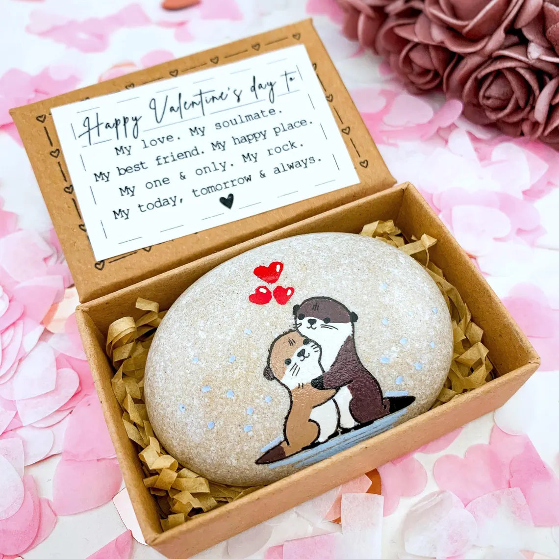 Personalized Otter Rock – Valentine Gift for Couples & Long-Distance Love