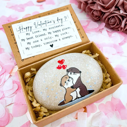 Personalized Otter Rock – Valentine Gift for Couples & Long-Distance Love