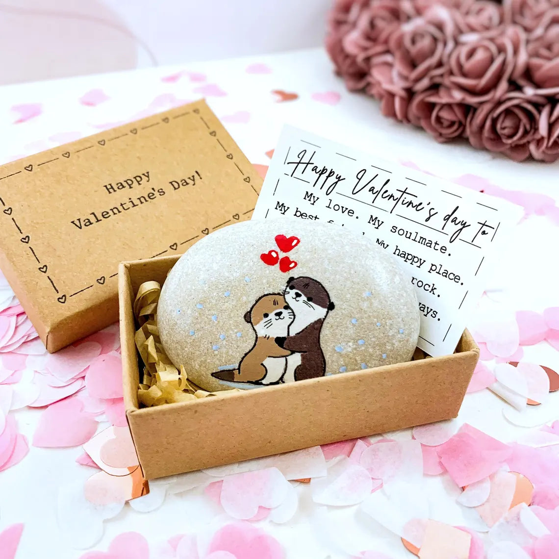 Personalized Otter Rock – Valentine Gift for Couples & Long-Distance Love
