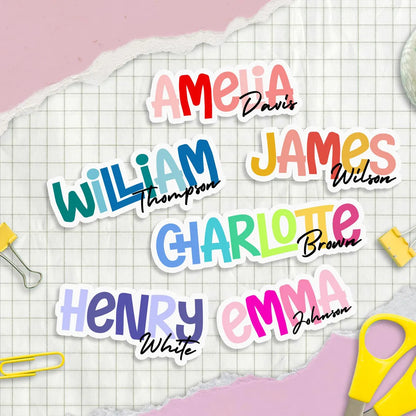 Personalized Rainbow Name Stickers for Kids | Waterproof Labels