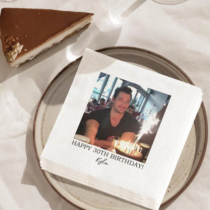 Custom Photo Napkins with Text Personalized Wedding & Birthday Decor