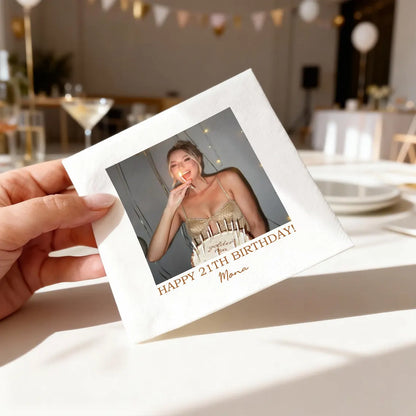 Custom Photo Napkins with Text Personalized Wedding & Birthday Decor