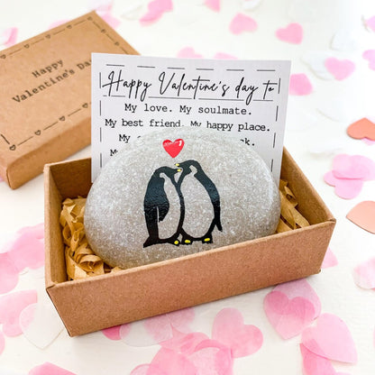 Personalized Penguin Valentine’s Gift for Him & Her | Custom Pebble