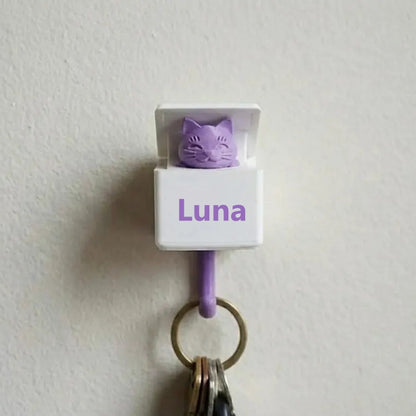 Personalized Pop-Up Cat Key Holder – Custom Name Wall Hook