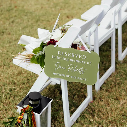 Reserved In Loving Memory Wedding Chair Sign | Personalized Memorial Acrylic Seat Sign