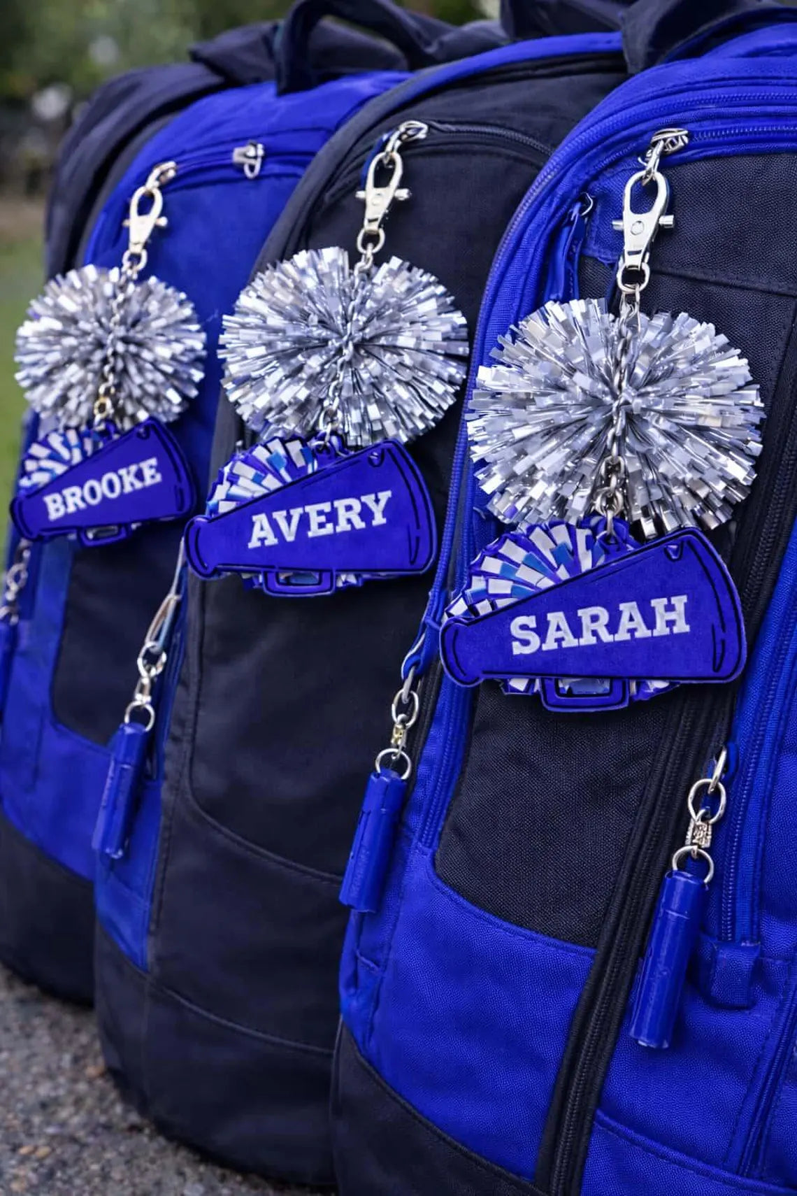 Personalized Cheerleader Keychain Bag Tag | Custom Name Pom Pom Charm