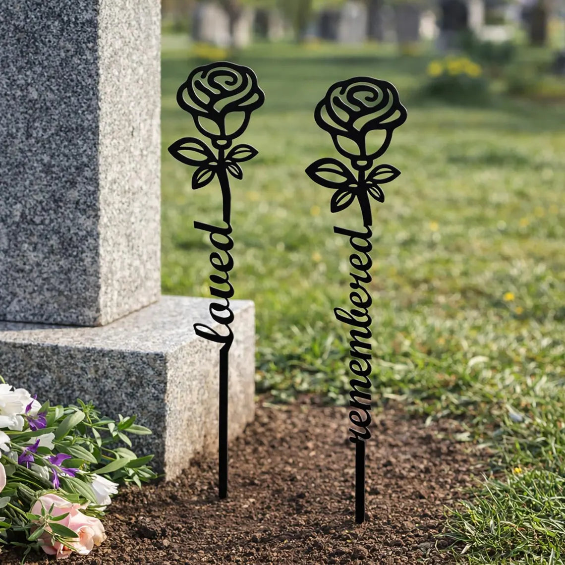 Custom Metal Rose Memorial Garden Stake – Loved Remembered Gift