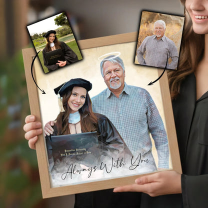 Custom Watercolor Photo Frame | Graduation Memorial Wood Plaque