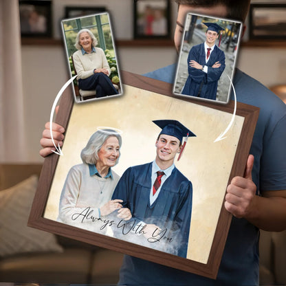 Custom Watercolor Photo Frame | Graduation Memorial Wood Plaque