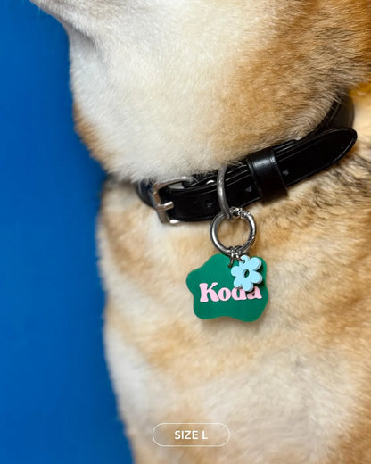 Custom Wavy Pet ID Tag with Name & Charm for Dogs & Cats