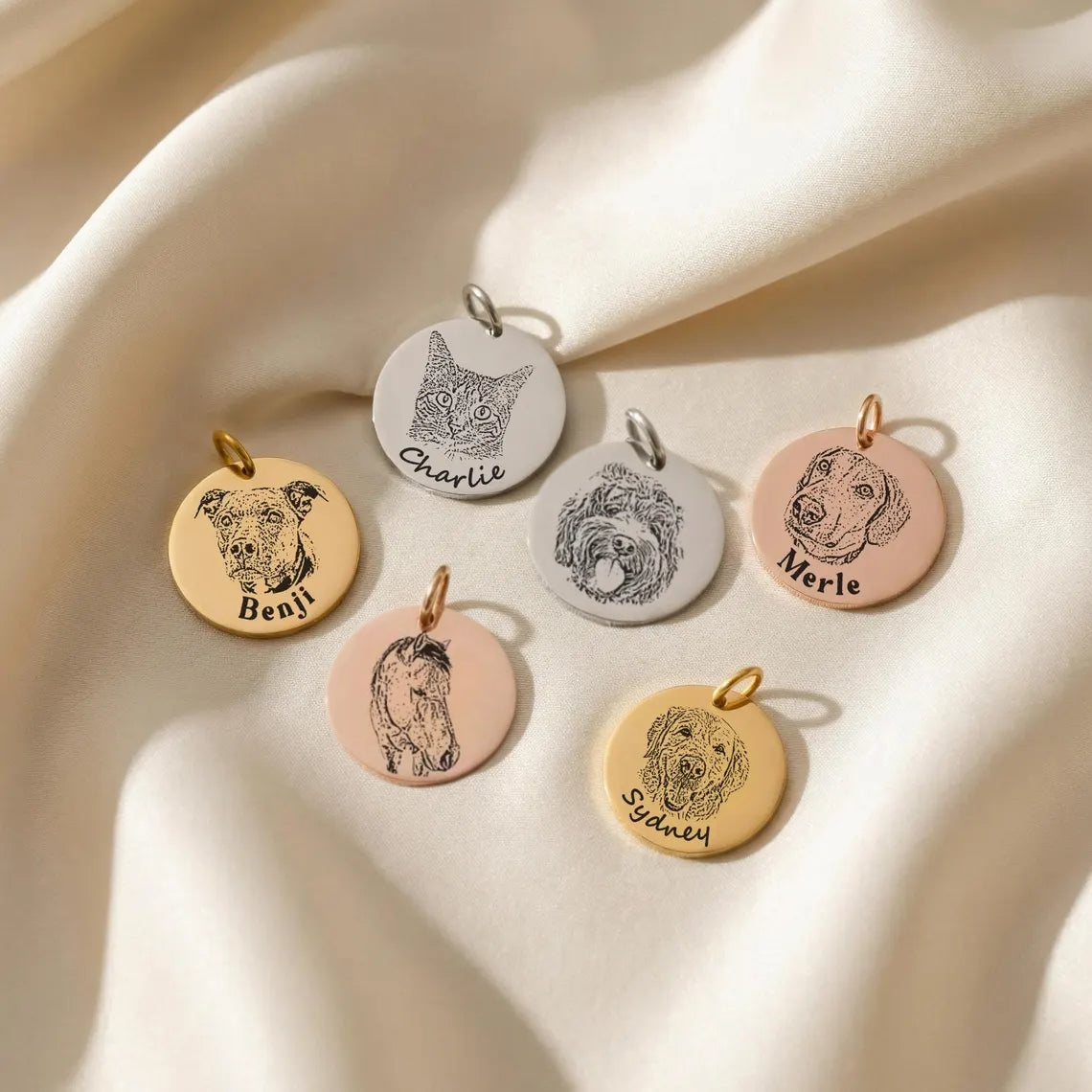 Custom Pet Portrait Bridal Bouquet Charm – Wedding Memorial Gift