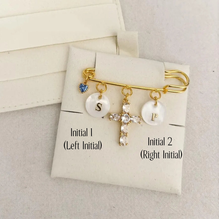 Personalized Wedding Bouquet Pin Something Blue Charm Brooch