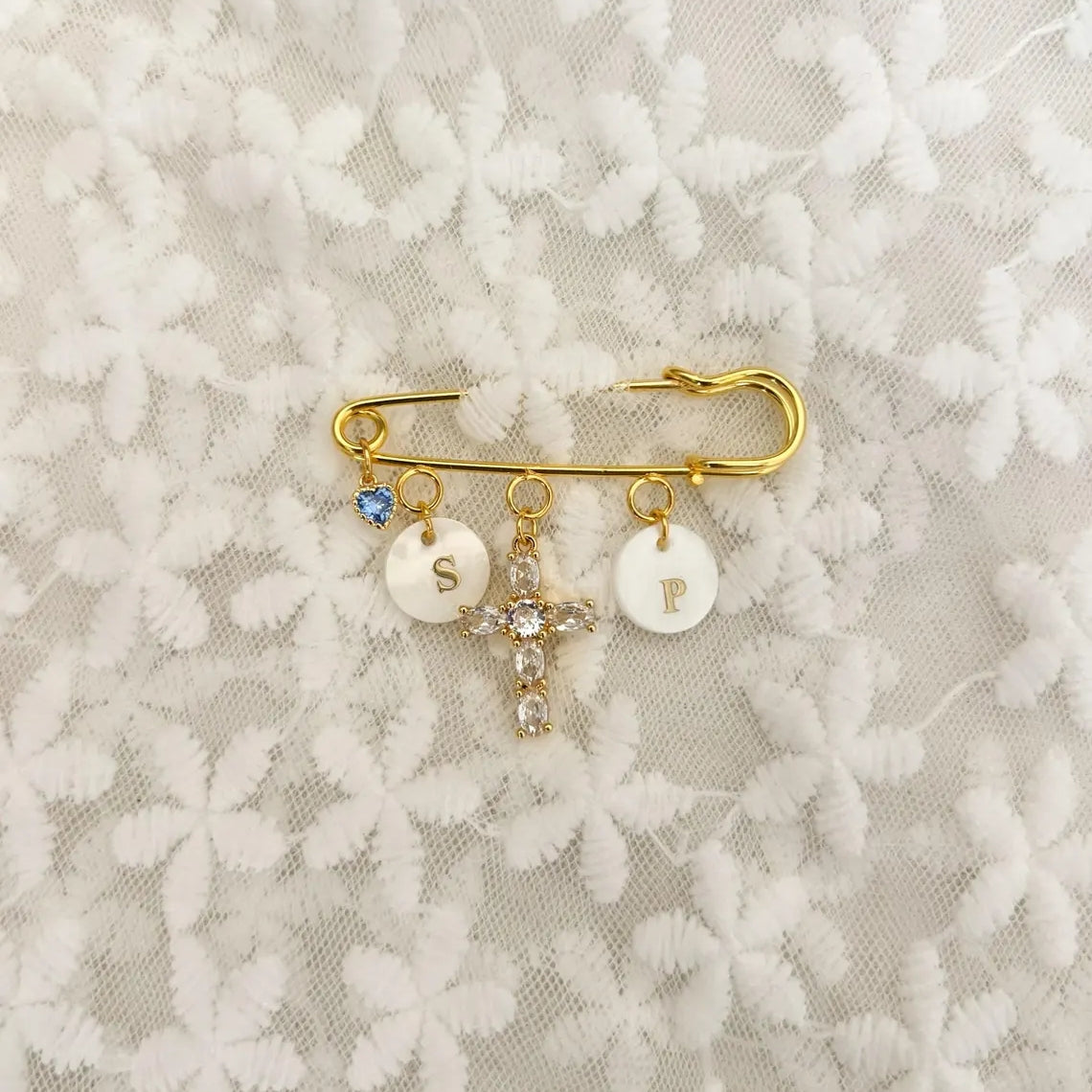 Personalized Wedding Bouquet Pin Something Blue Charm Brooch