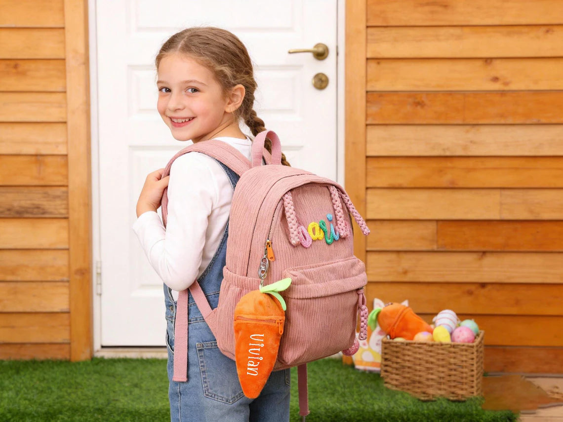 Personalized Embroidered Bunny Rabbit Carrot Plush Toy - Easter Basket Stuffer for Kids