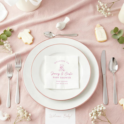 Custom Baby Shower Napkins with Name | Personalized Baby Shower Party Napkins