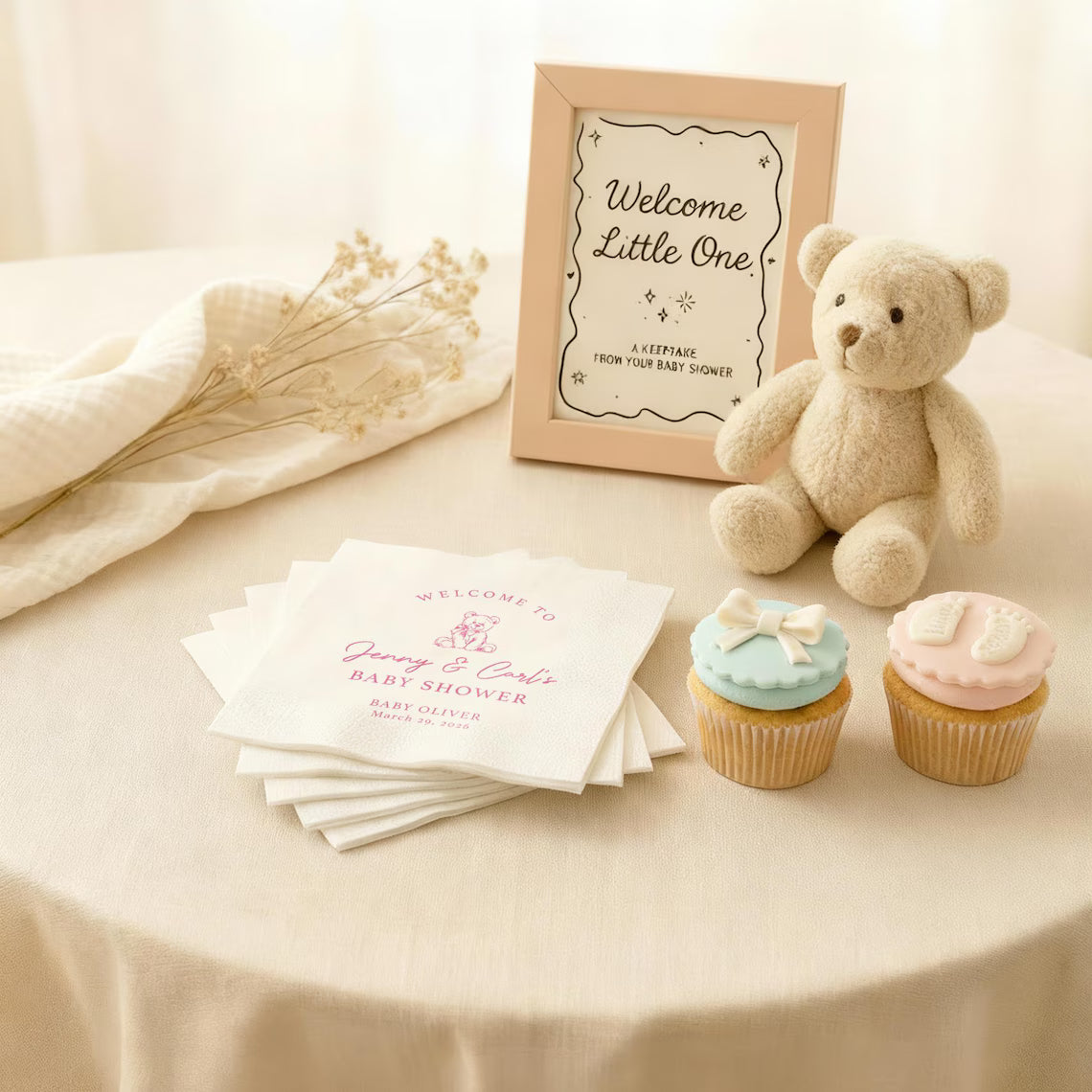 Custom Baby Shower Napkins with Name | Personalized Baby Shower Party Napkins
