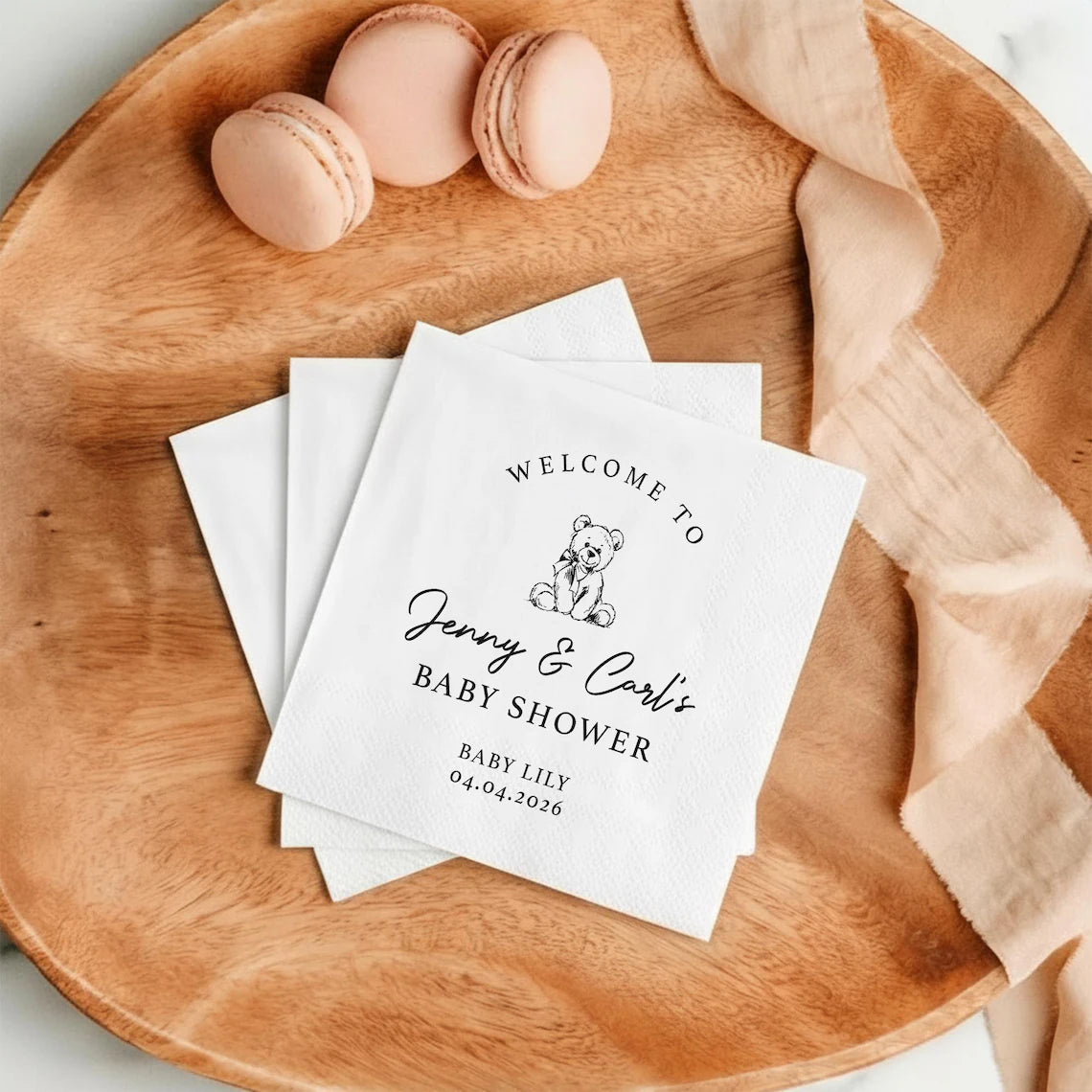 Custom Baby Shower Napkins with Name | Personalized Baby Shower Party Napkins